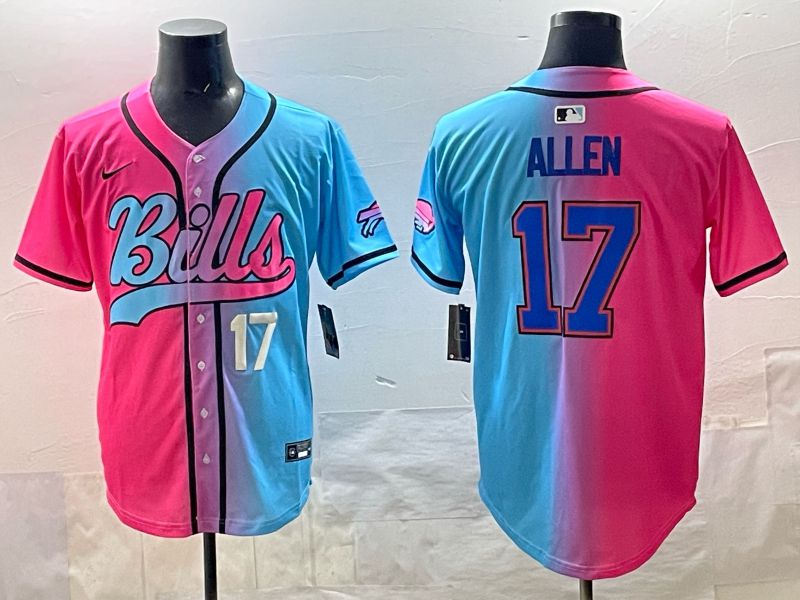 Men Buffalo Bills 17 Allen Blue pink Nike Limited 2025 NFL Jersey style 005